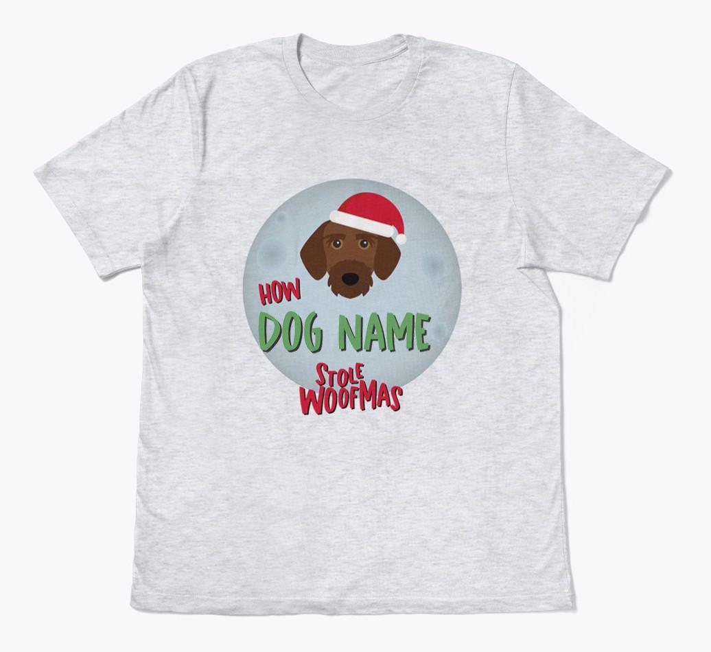 'How {dogsName} Stole Woofmas' - Personalized {breedFullName} Adult T-Shirt