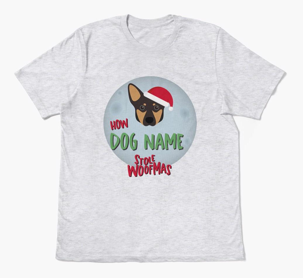 'How {dogsName} Stole Woofmas' - Personalized {breedFullName} Adult T-Shirt