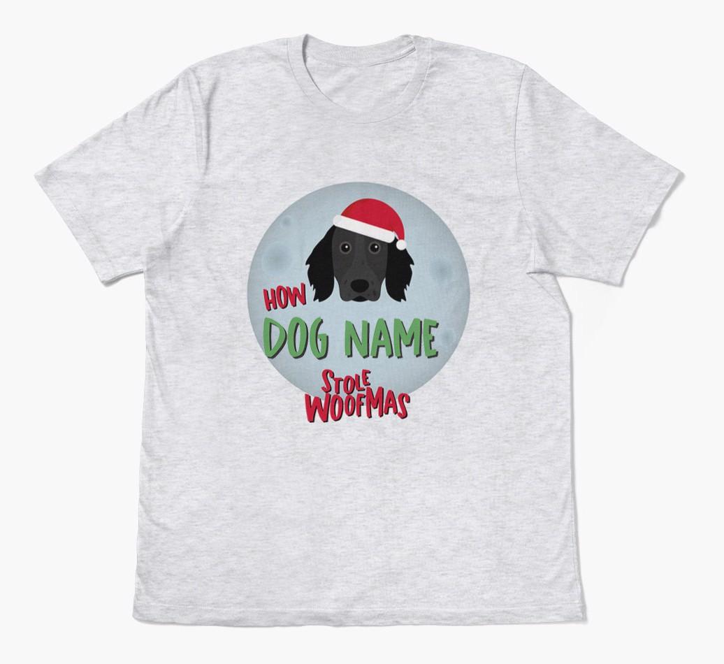 'How {dogsName} Stole Woofmas' - Personalized {breedFullName} Adult T-Shirt