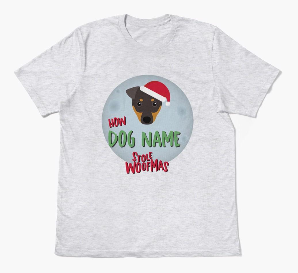 'How {dogsName} Stole Woofmas' - Personalized {breedFullName} Adult T-Shirt