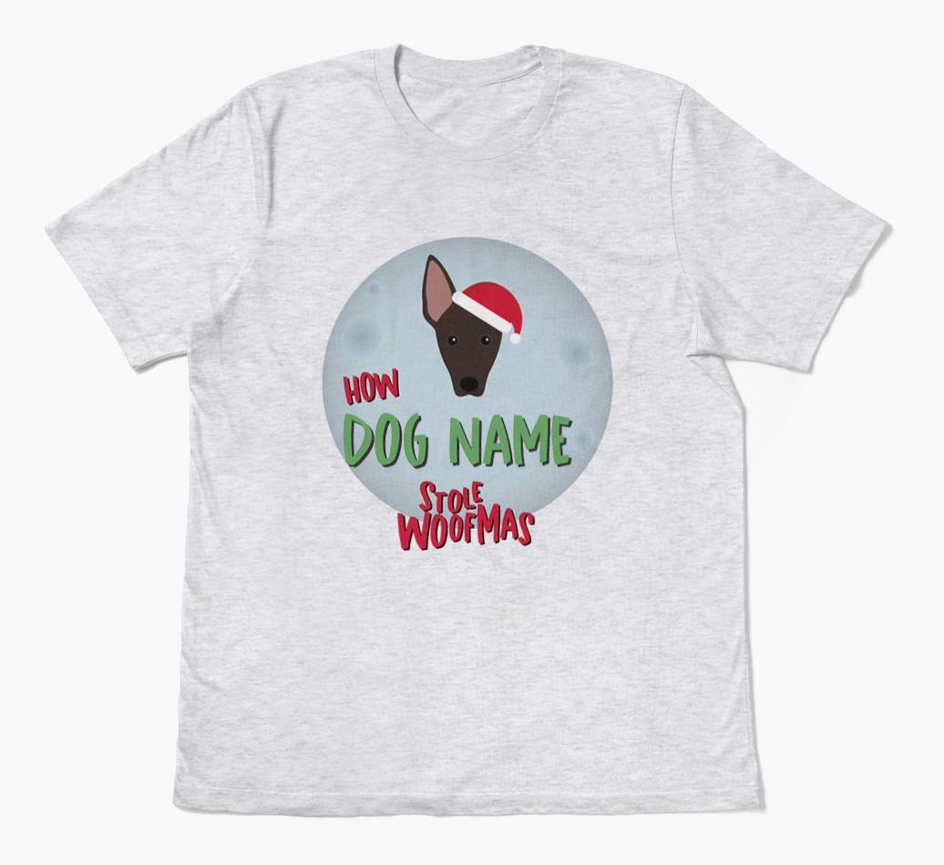 'How {dogsName} Stole Woofmas' - Personalized {breedFullName} Adult T-Shirt