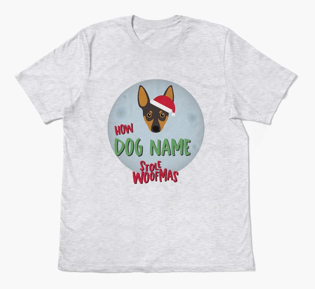 'How {dogsName} Stole Woofmas' - Personalized {breedFullName} Adult T-Shirt