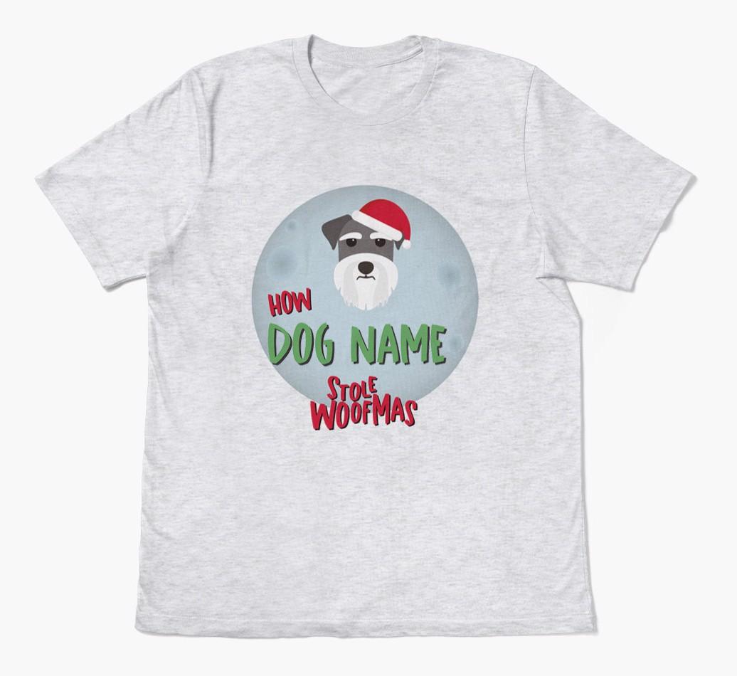 'How {dogsName} Stole Woofmas' - Personalized {breedFullName} Adult T-Shirt