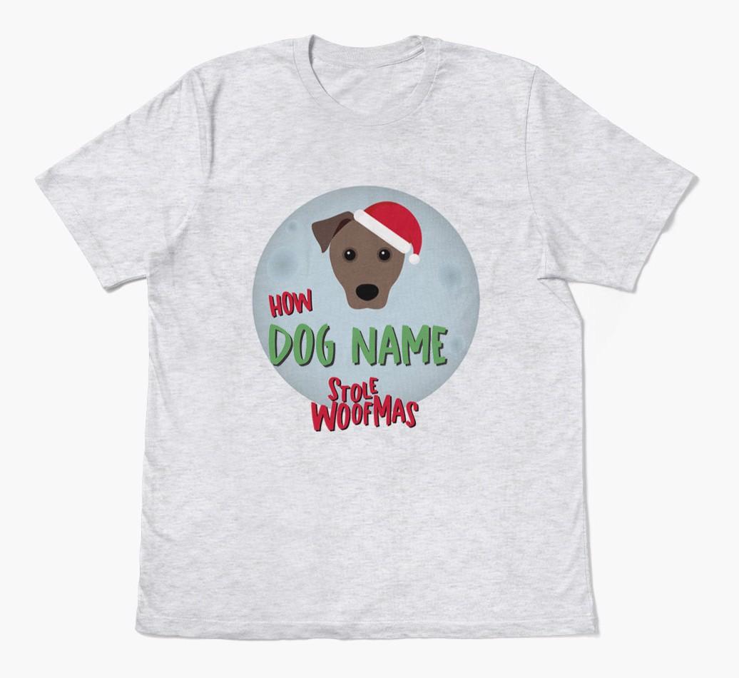 'How {dogsName} Stole Woofmas' - Personalized {breedFullName} Adult T-Shirt