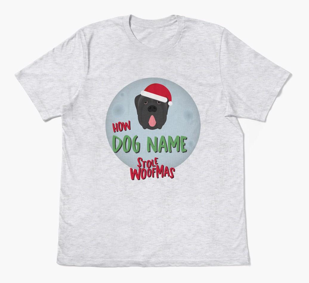'How {dogsName} Stole Woofmas' - Personalized {breedFullName} Adult T-Shirt