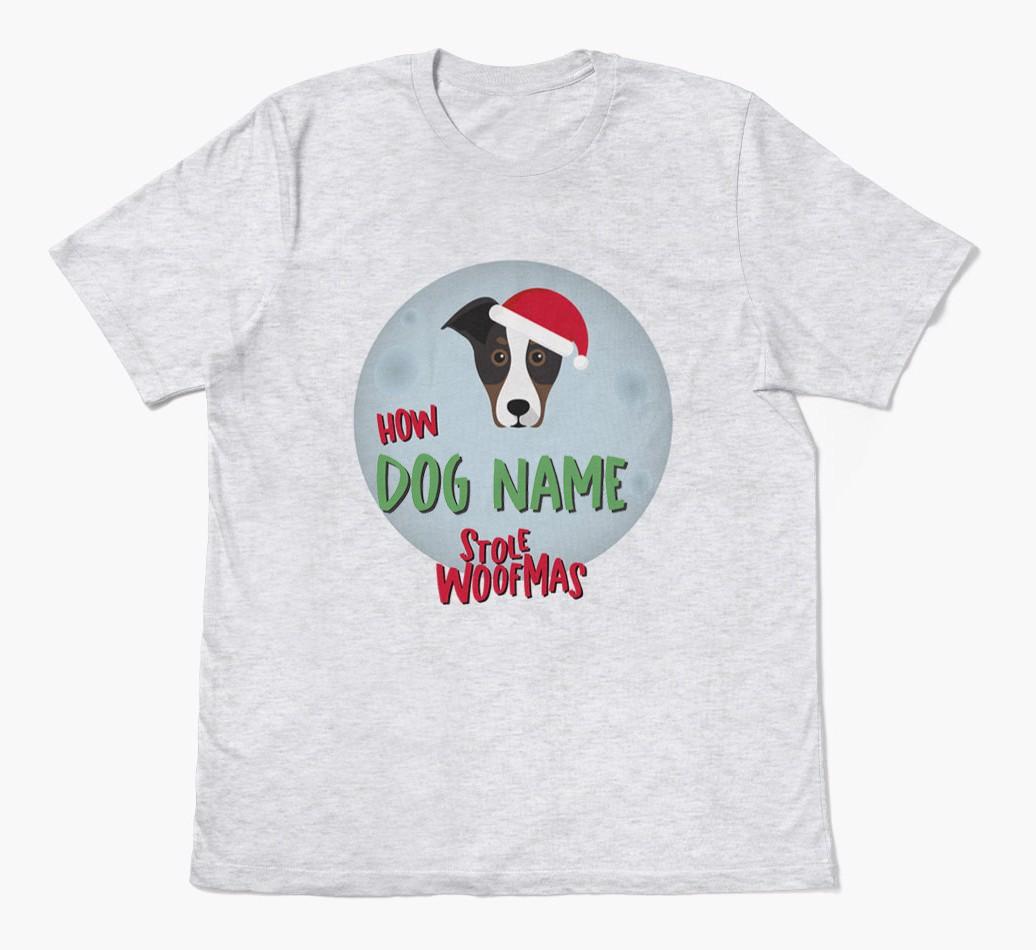 'How {dogsName} Stole Woofmas' - Personalized {breedFullName} Adult T-Shirt