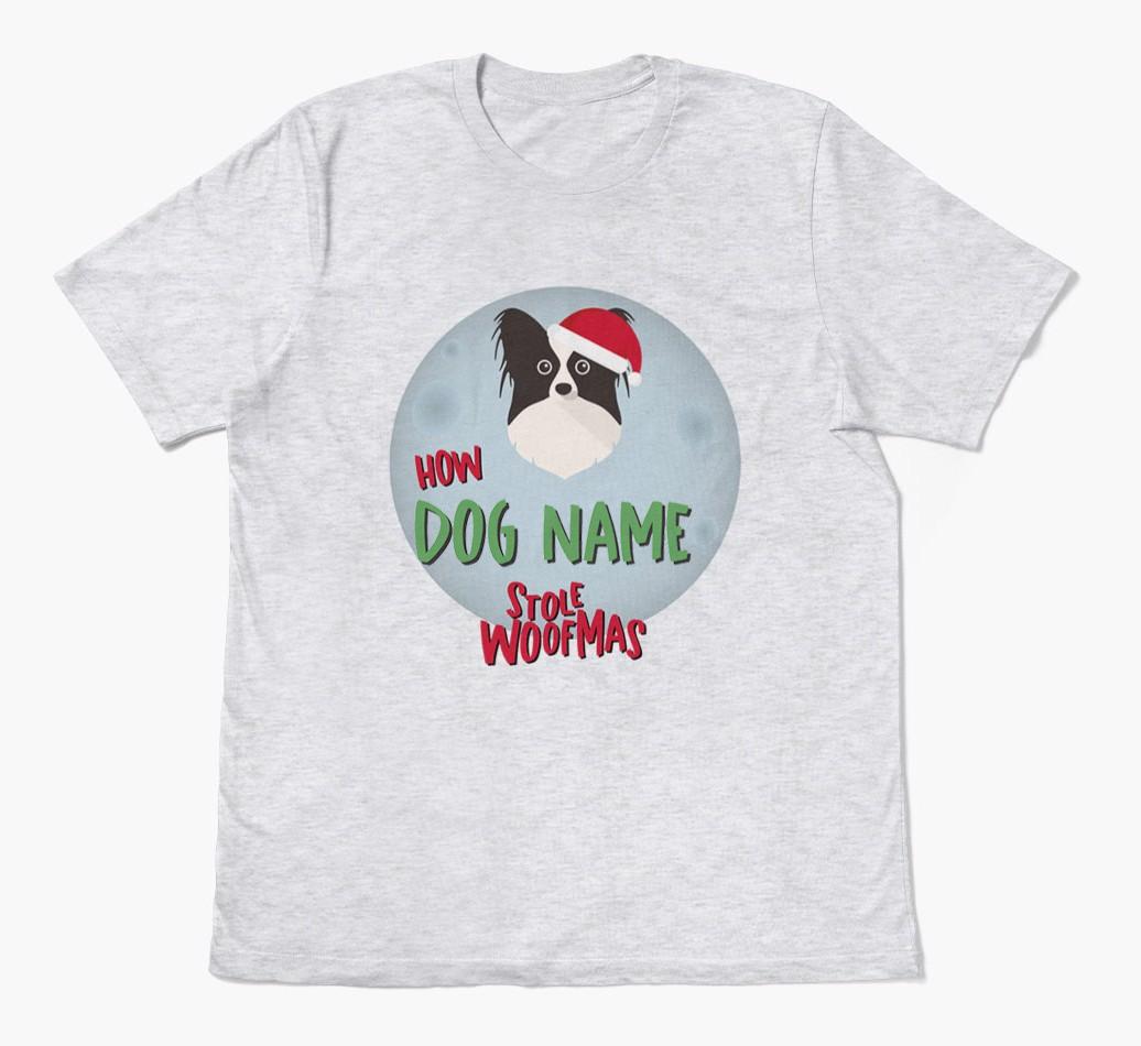 'How {dogsName} Stole Woofmas' - Personalized {breedFullName} Adult T-Shirt