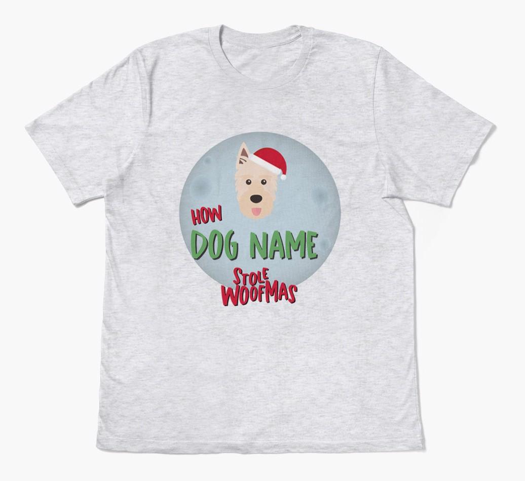 'How {dogsName} Stole Woofmas' - Personalized {breedFullName} Adult T-Shirt
