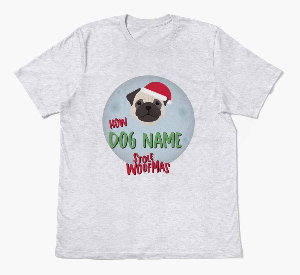 'How {dogsName} Stole Woofmas' - Personalized {breedFullName} Adult T-Shirt