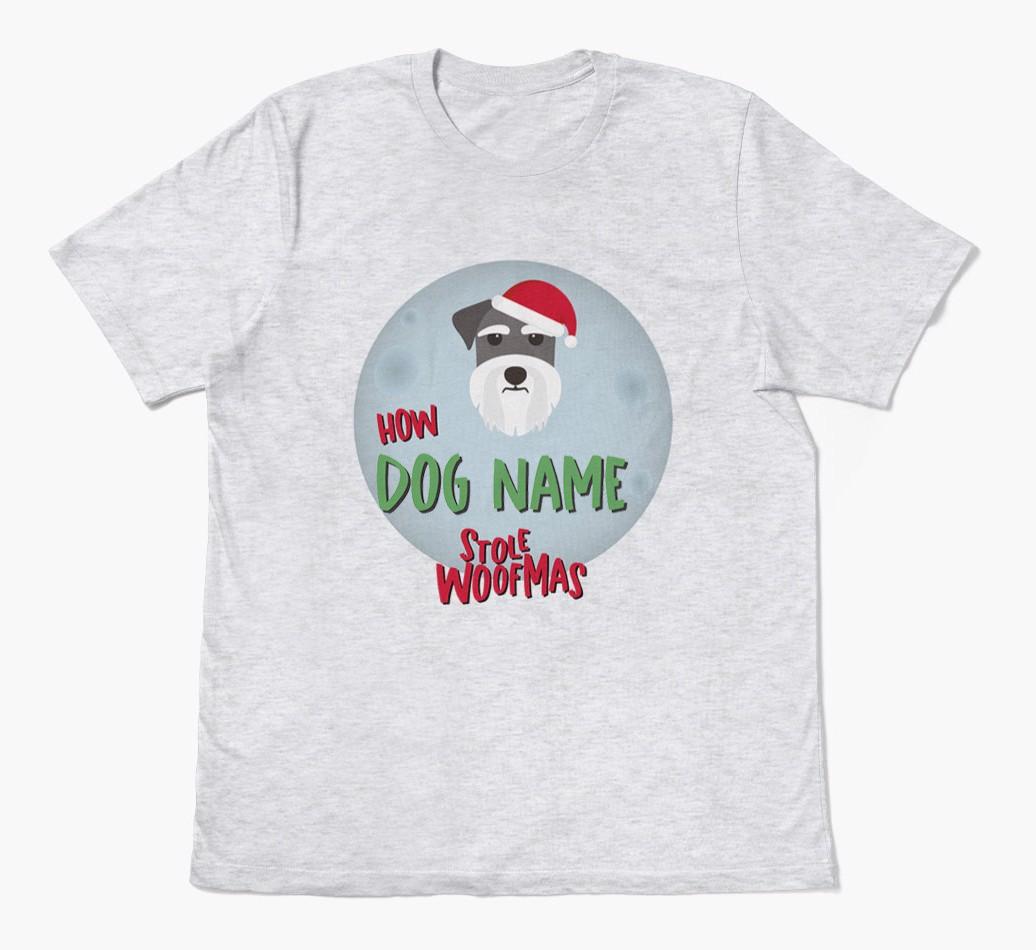 'How {dogsName} Stole Woofmas' - Personalized {breedFullName} Adult T-Shirt