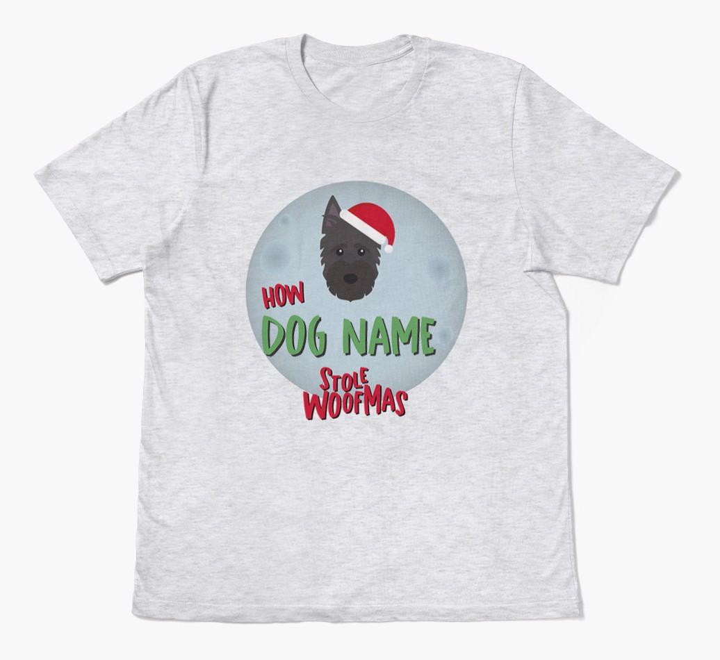 'How {dogsName} Stole Woofmas' - Personalized {breedFullName} Adult T-Shirt