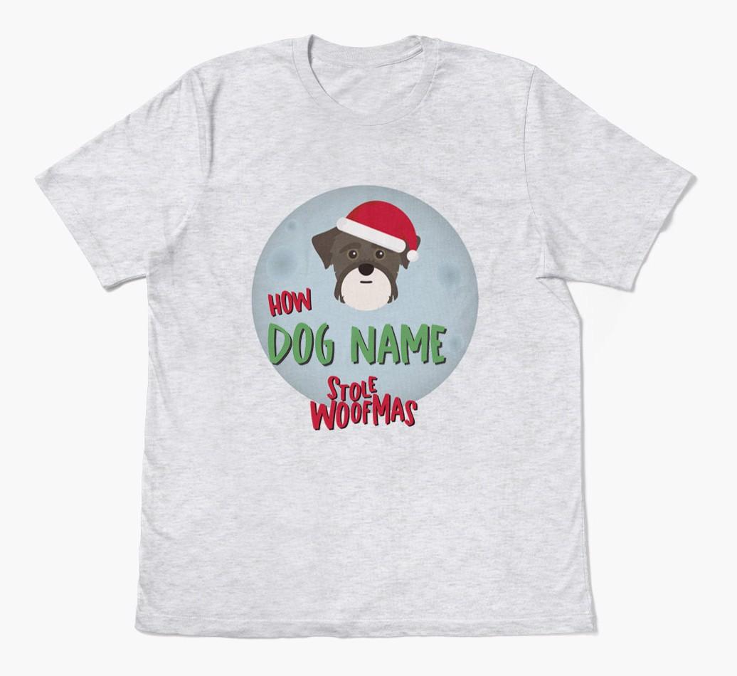 'How {dogsName} Stole Woofmas' - Personalized {breedFullName} Adult T-Shirt