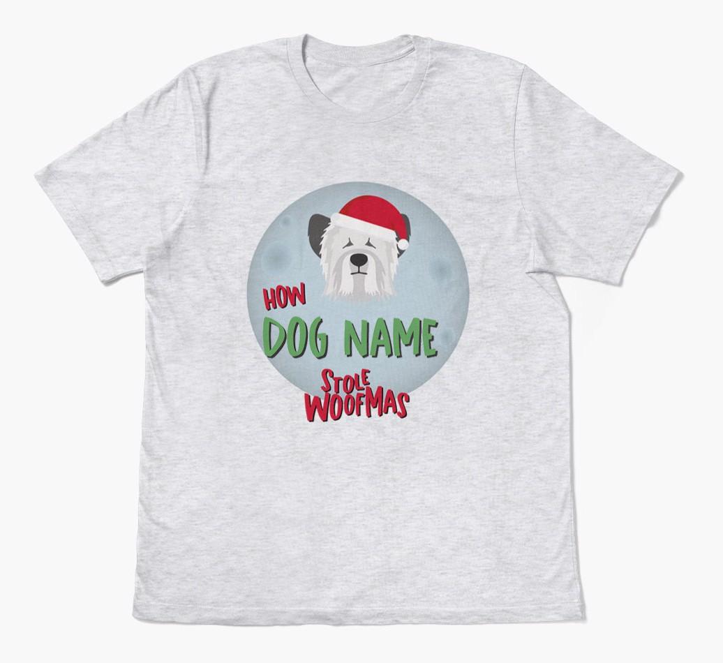 'How {dogsName} Stole Woofmas' - Personalized {breedFullName} Adult T-Shirt