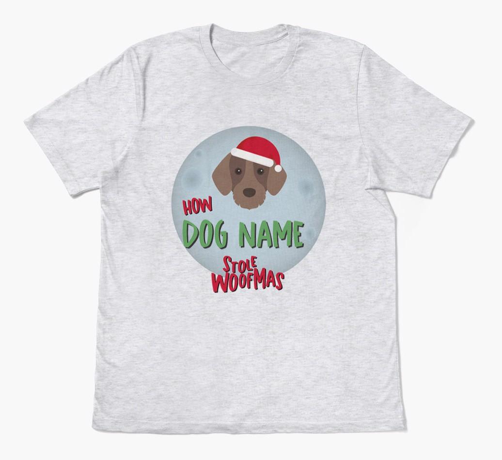 'How {dogsName} Stole Woofmas' - Personalized {breedFullName} Adult T-Shirt