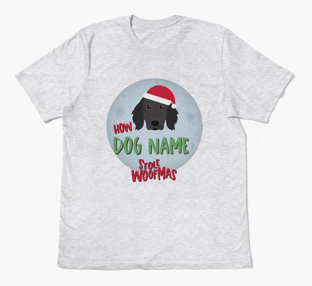 'How {dogsName} Stole Woofmas' - Personalized {breedFullName} Adult T-Shirt