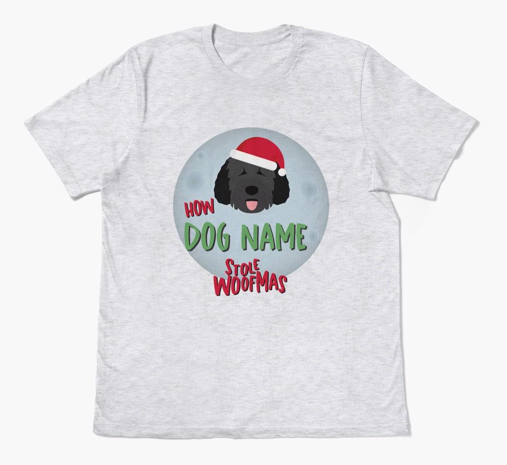 'How {dogsName} Stole Woofmas' - Personalized {breedFullName} Adult T-Shirt