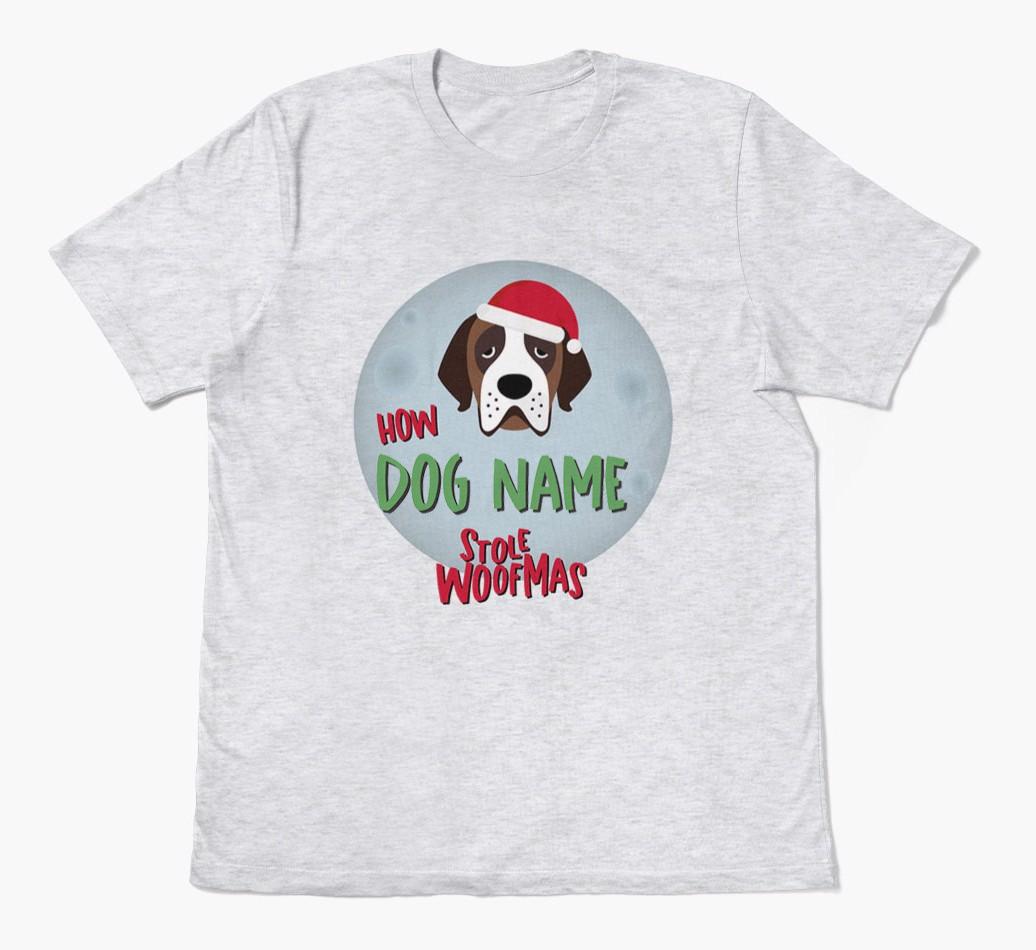 'How {dogsName} Stole Woofmas' - Personalized {breedFullName} Adult T-Shirt
