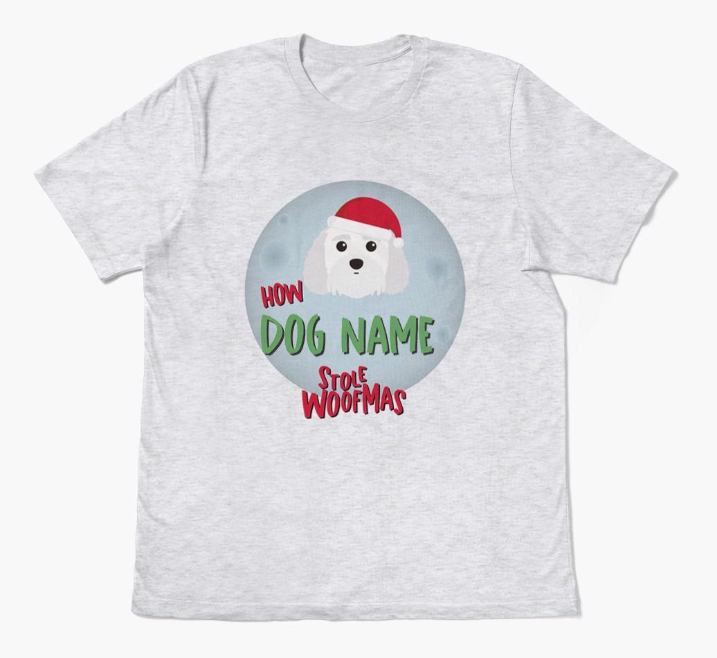 'How {dogsName} Stole Woofmas' - Personalized {breedFullName} Adult T-Shirt