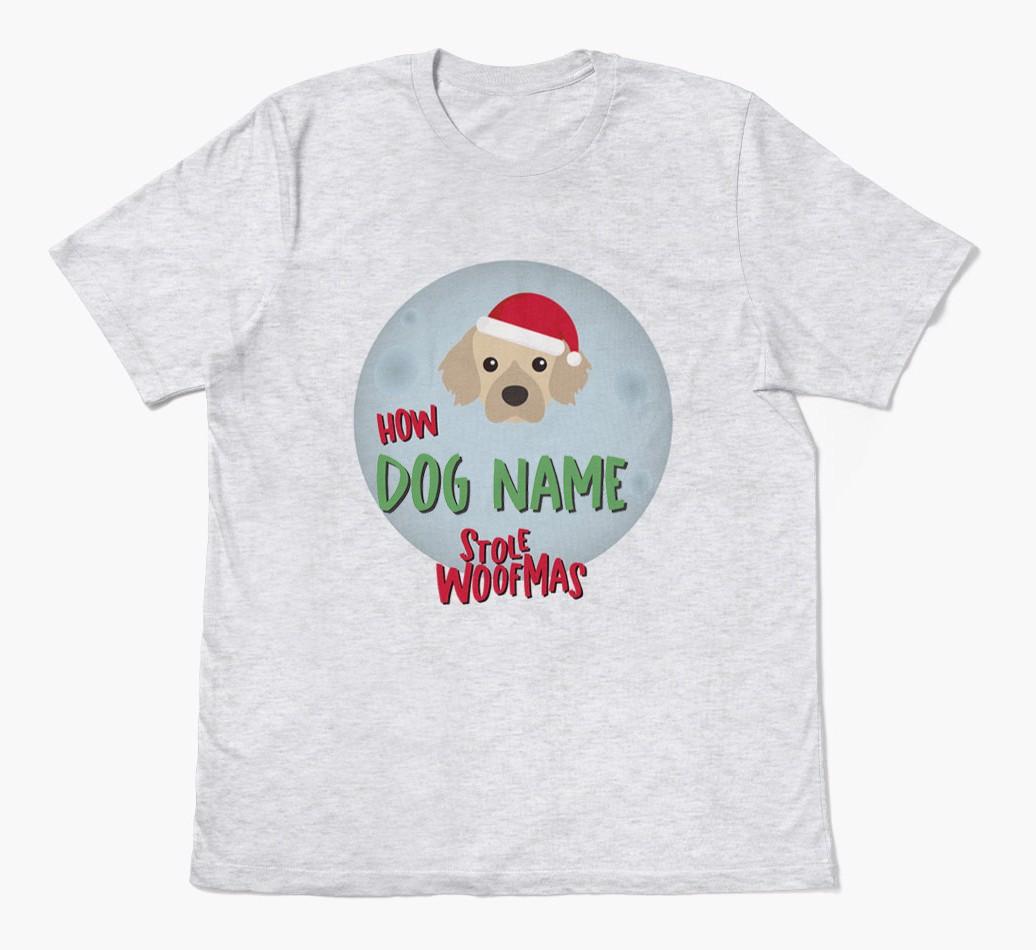'How {dogsName} Stole Woofmas' - Personalized {breedFullName} Adult T-Shirt