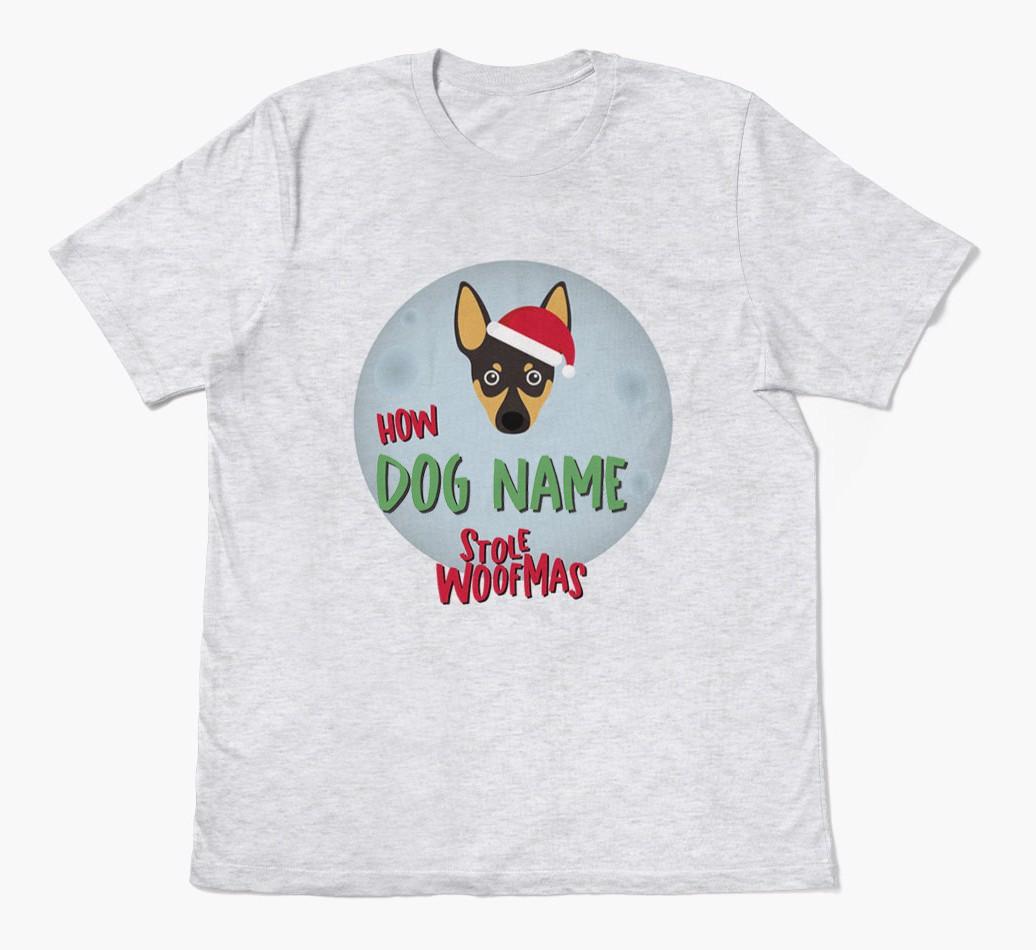 'How {dogsName} Stole Woofmas' - Personalized {breedFullName} Adult T-Shirt