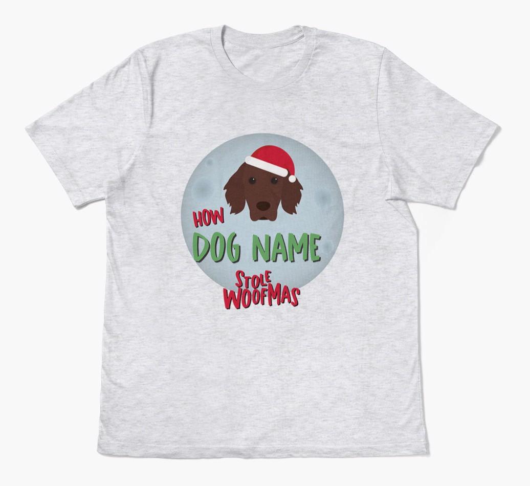 'How {dogsName} Stole Woofmas' - Personalized {breedFullName} Adult T-Shirt