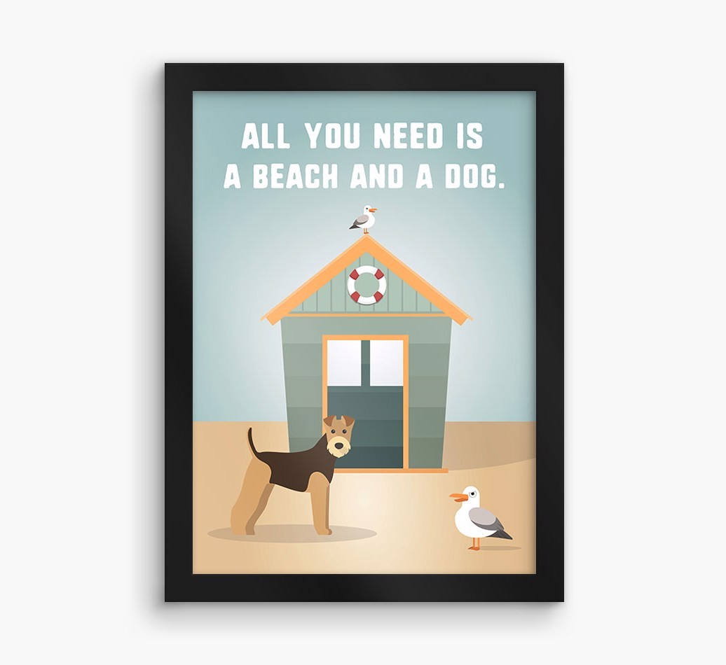 'Beach and a Dog' Print with {breedFullName} Icon