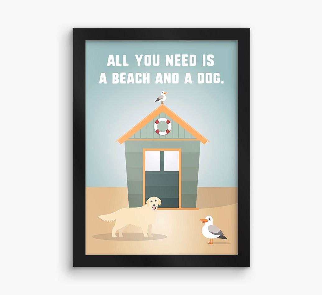 'Beach and a Dog' Print with {breedFullName} Icon