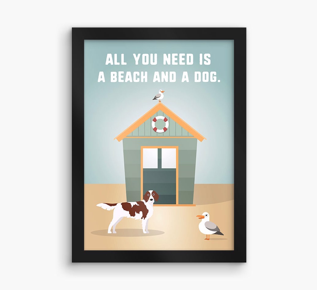 'Beach and a Dog' Print with {breedFullName} Icon