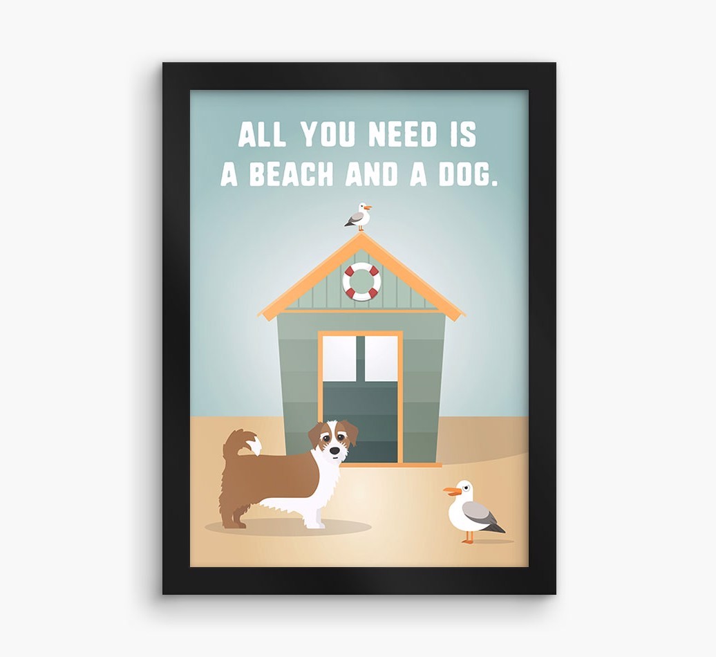 'Beach and a Dog' Print with {breedFullName} Icon