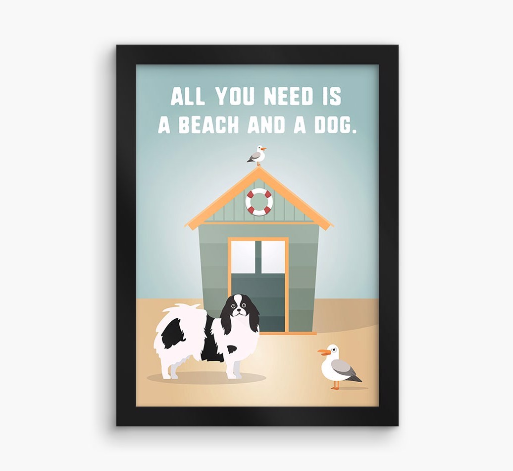 'Beach and a Dog' Print with {breedFullName} Icon