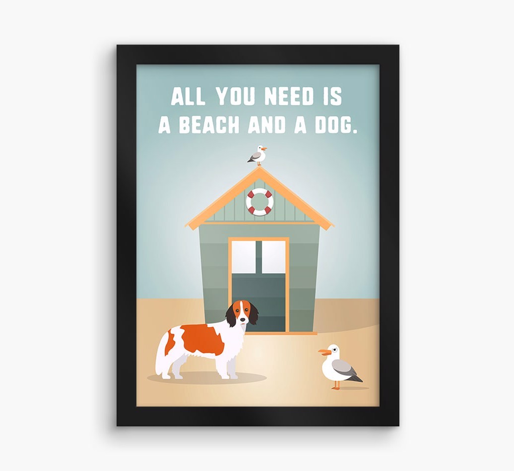 'Beach and a Dog' Print with {breedFullName} Icon