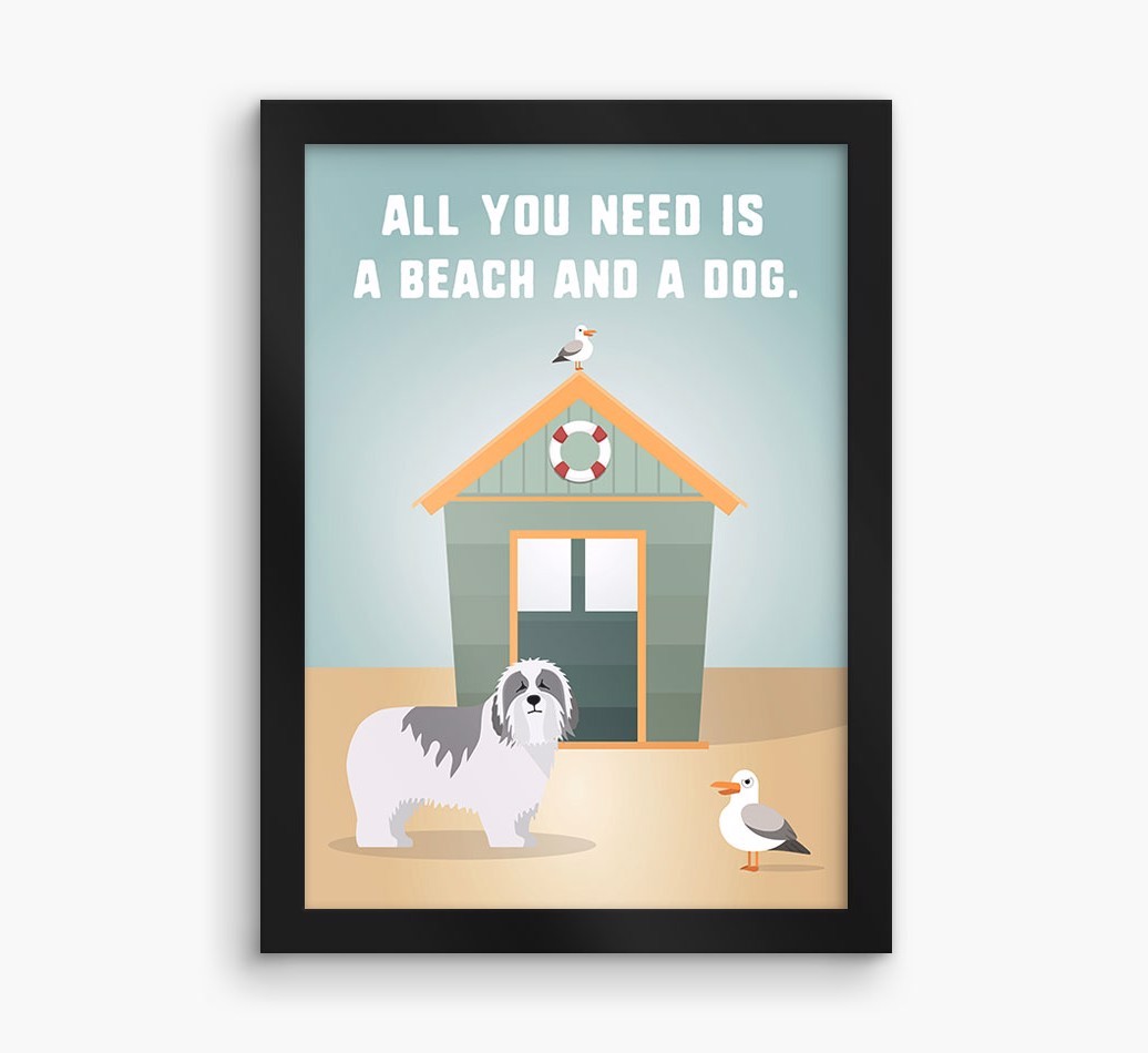 'Beach and a Dog' Print with {breedFullName} Icon