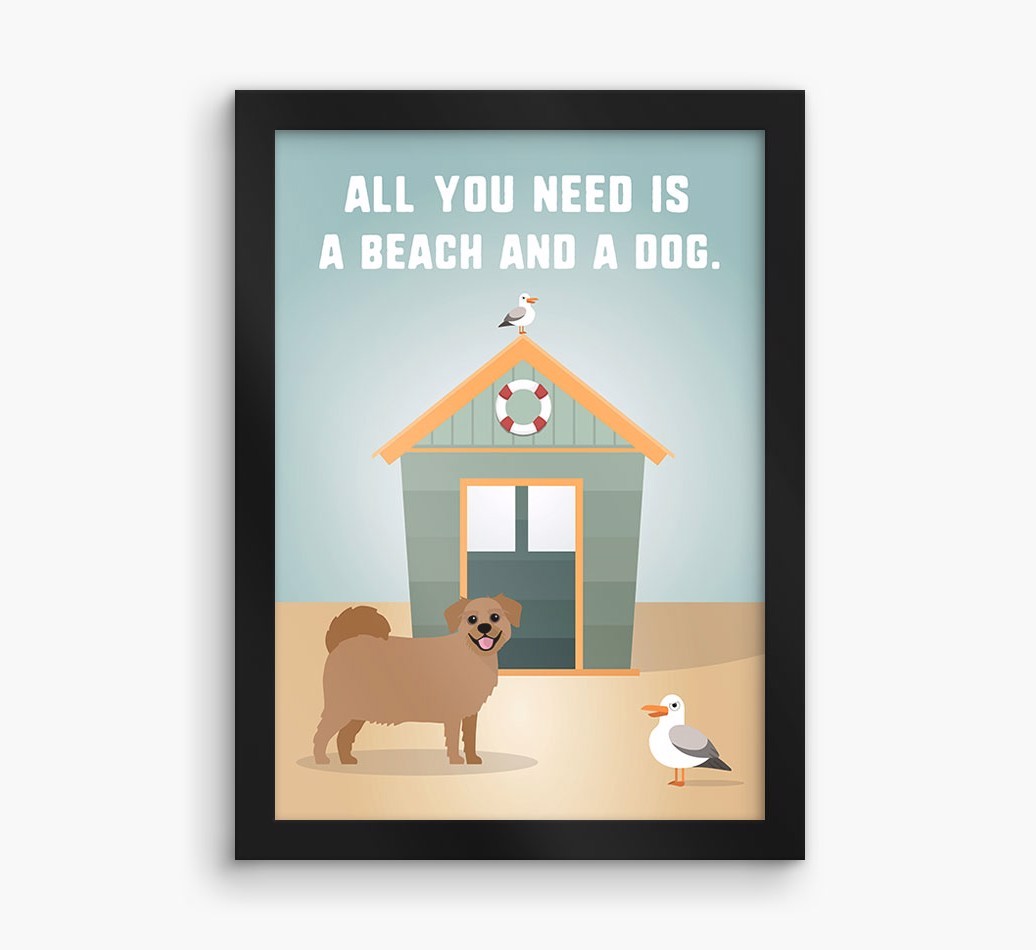 'Beach and a Dog' Print with {breedFullName} Icon