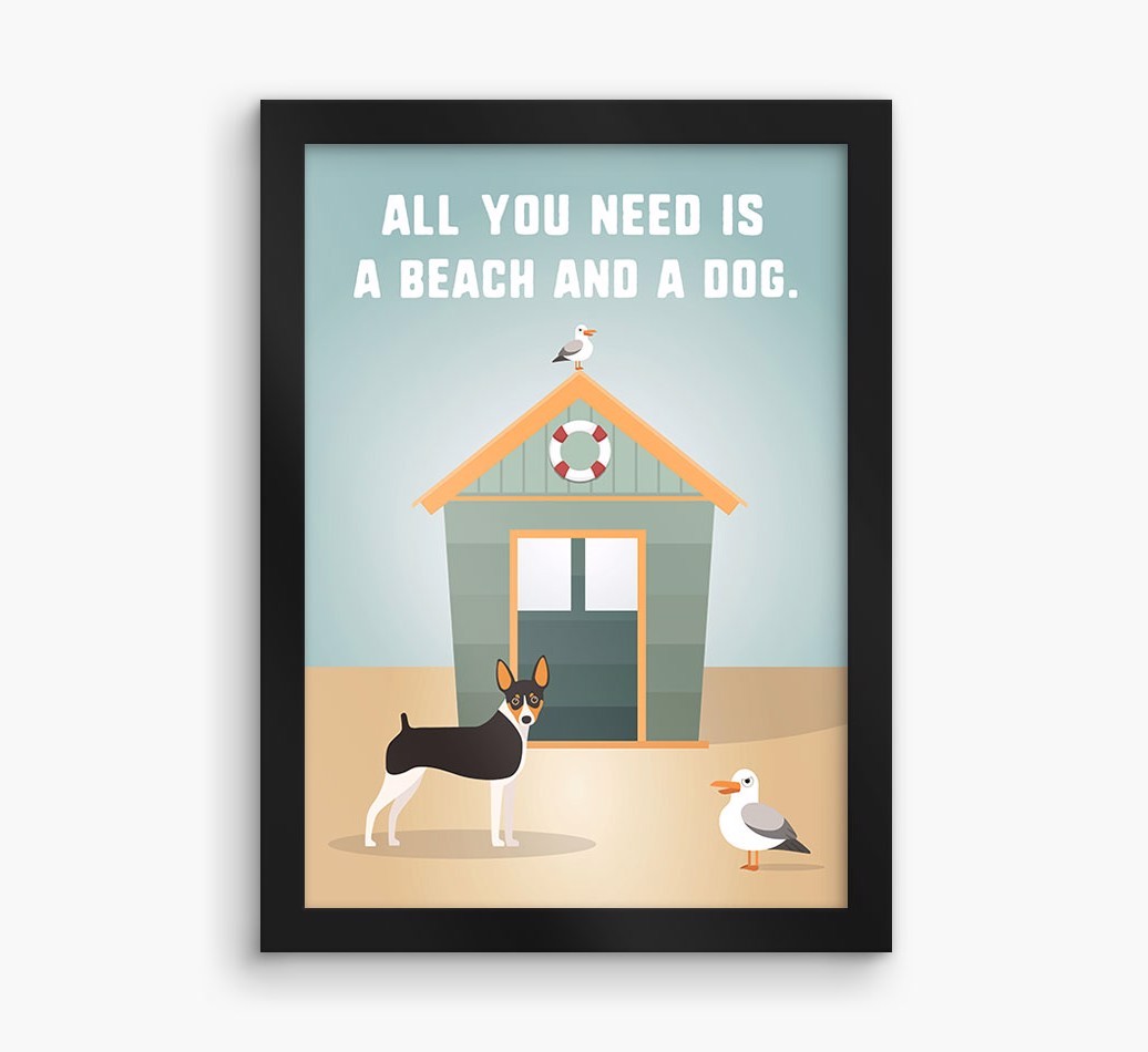 'Beach and a Dog' Print with {breedFullName} Icon