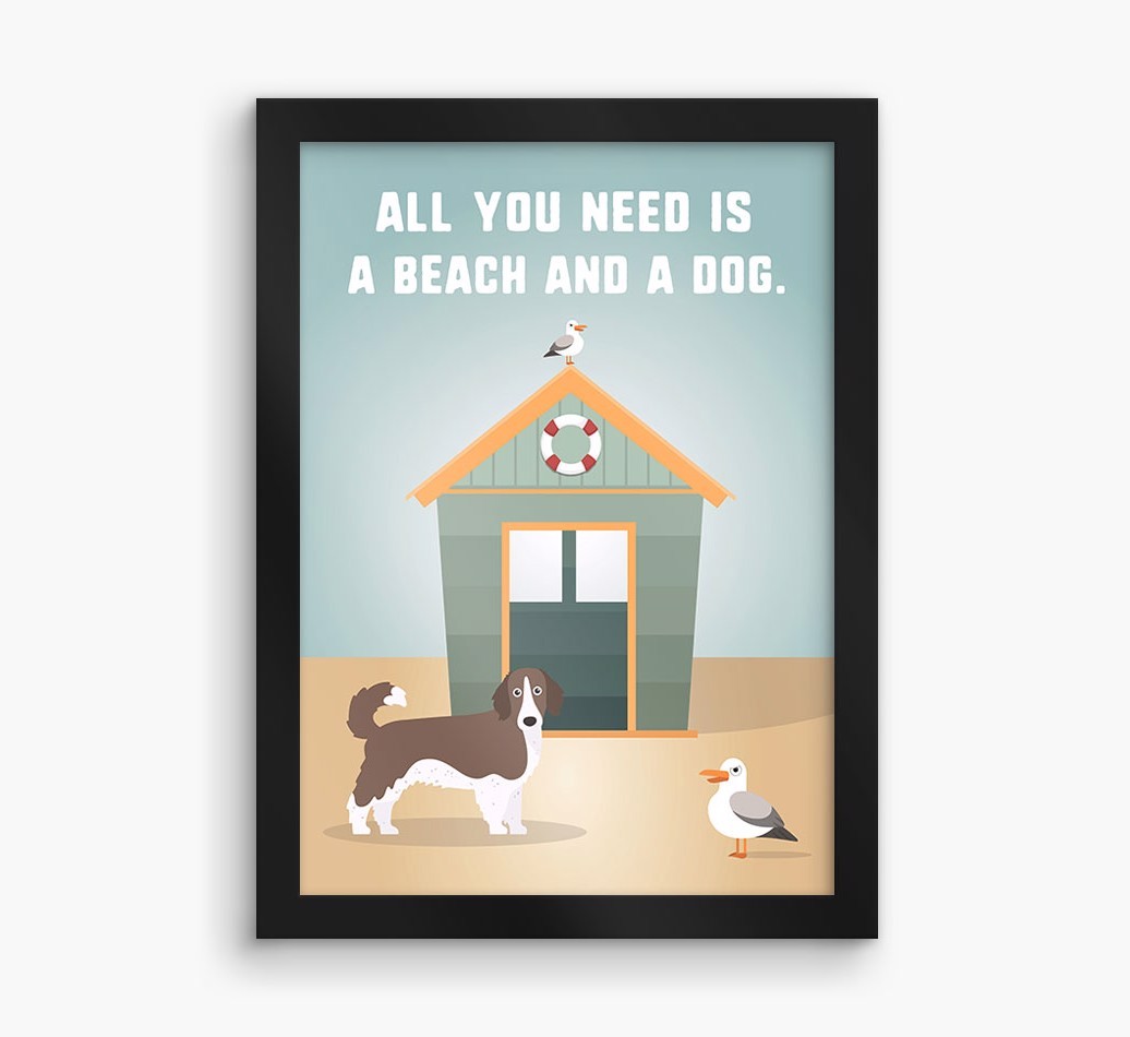 'Beach and a Dog' Print with {breedFullName} Icon