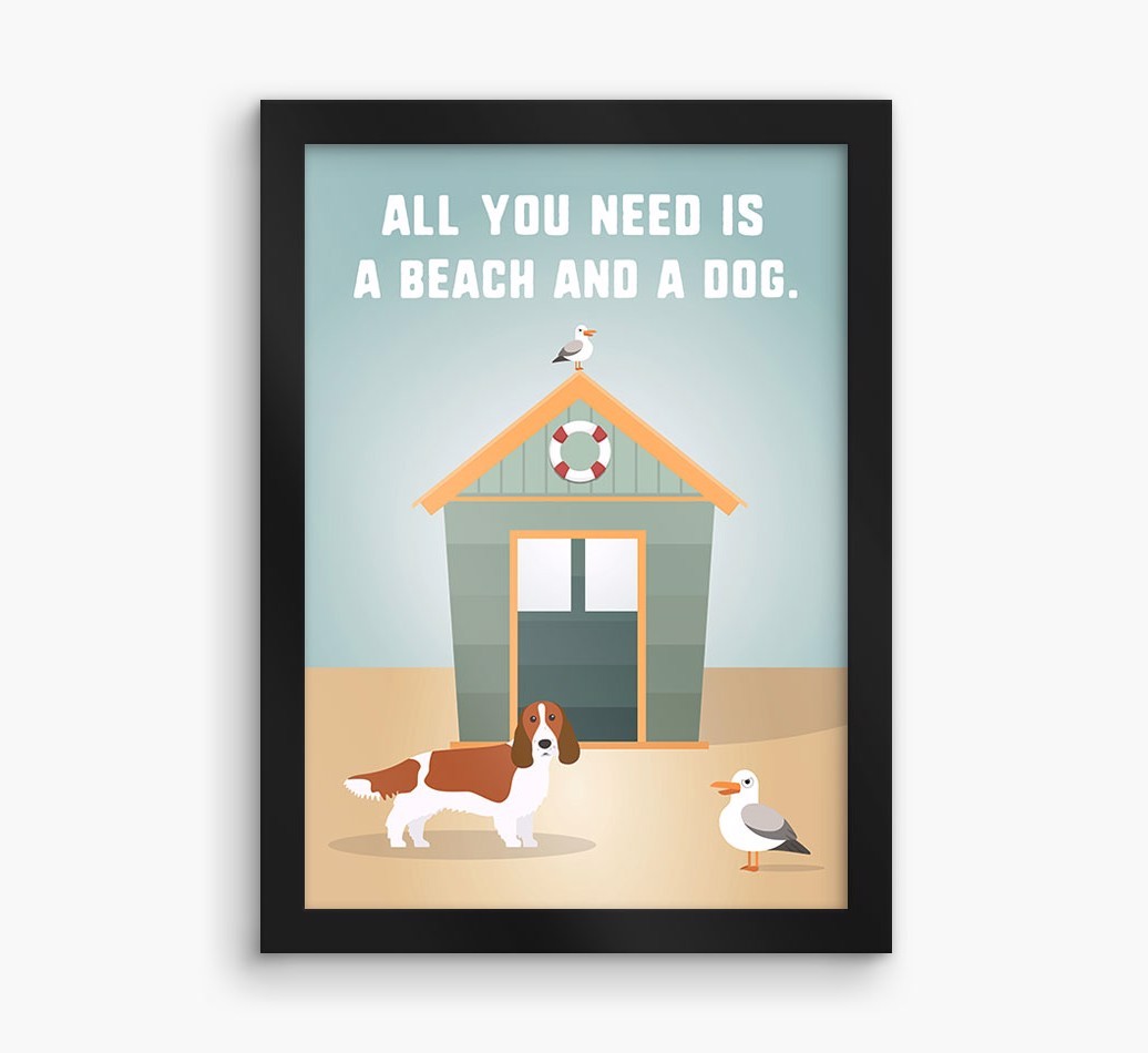 'Beach and a Dog' Print with {breedFullName} Icon