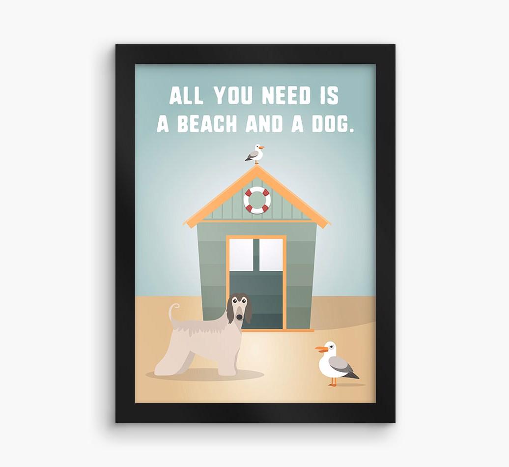 'Beach and a Dog' Print with {breedFullName} Icon