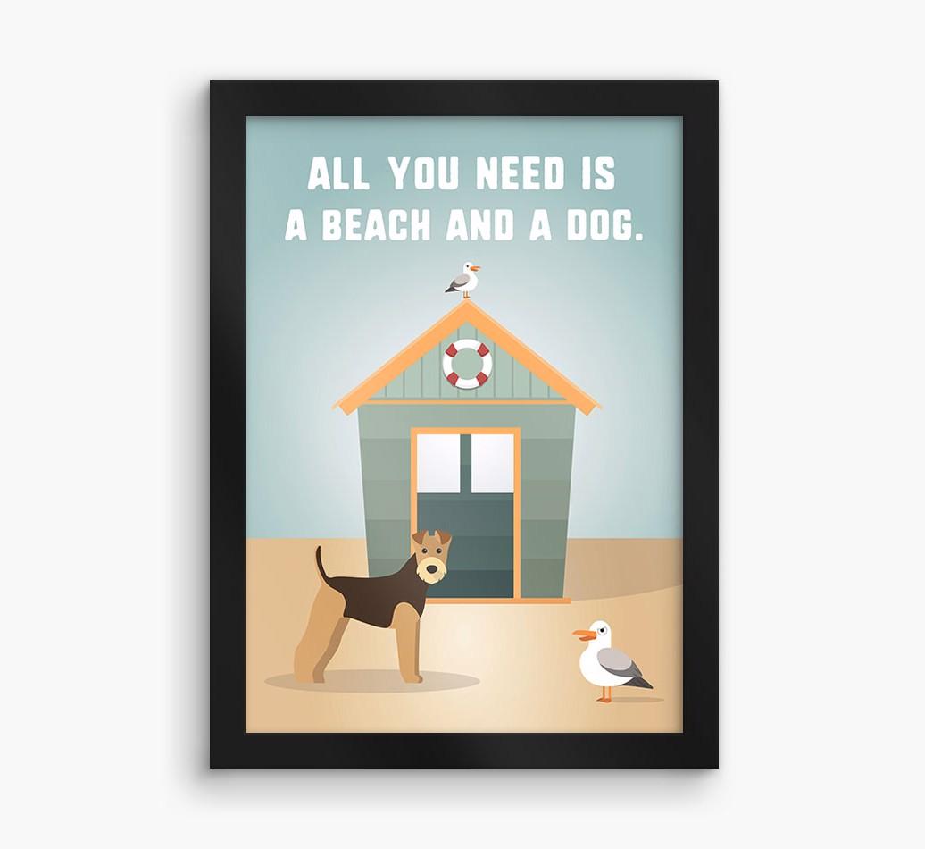 'Beach and a Dog' Print with {breedFullName} Icon