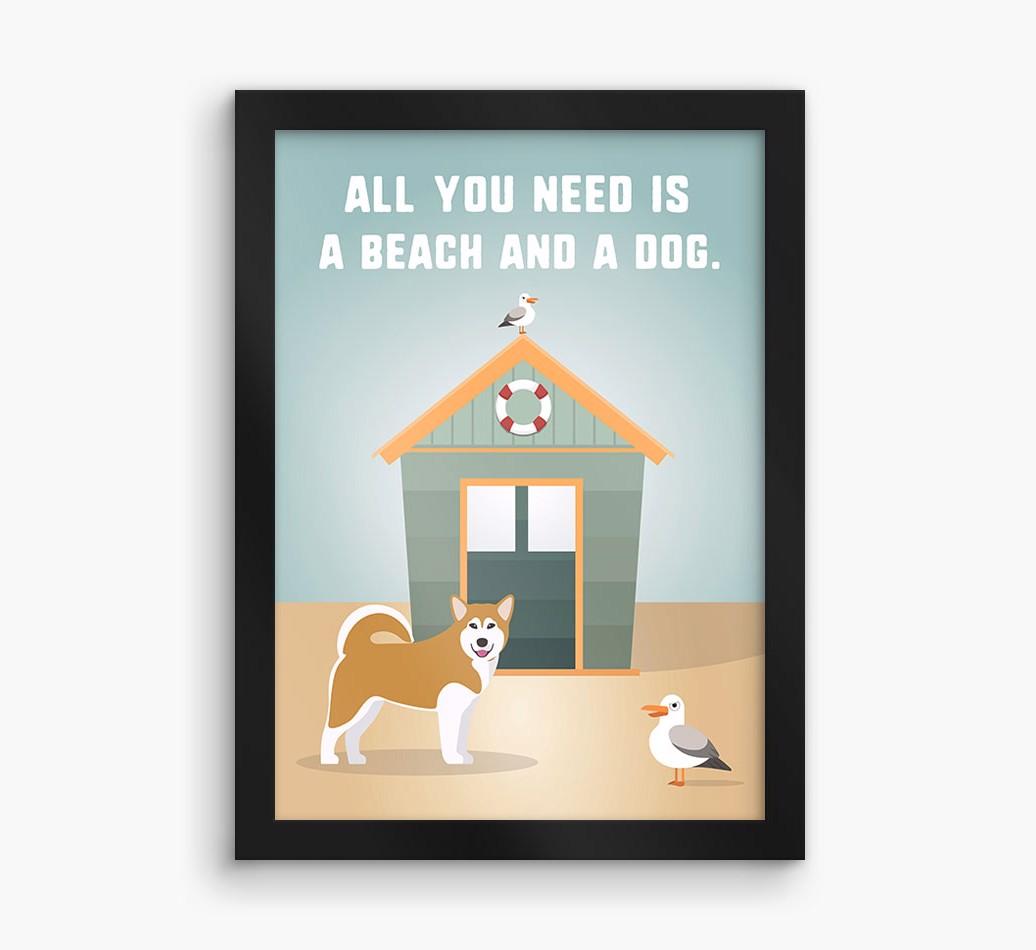 'Beach and a Dog' Print with {breedFullName} Icon