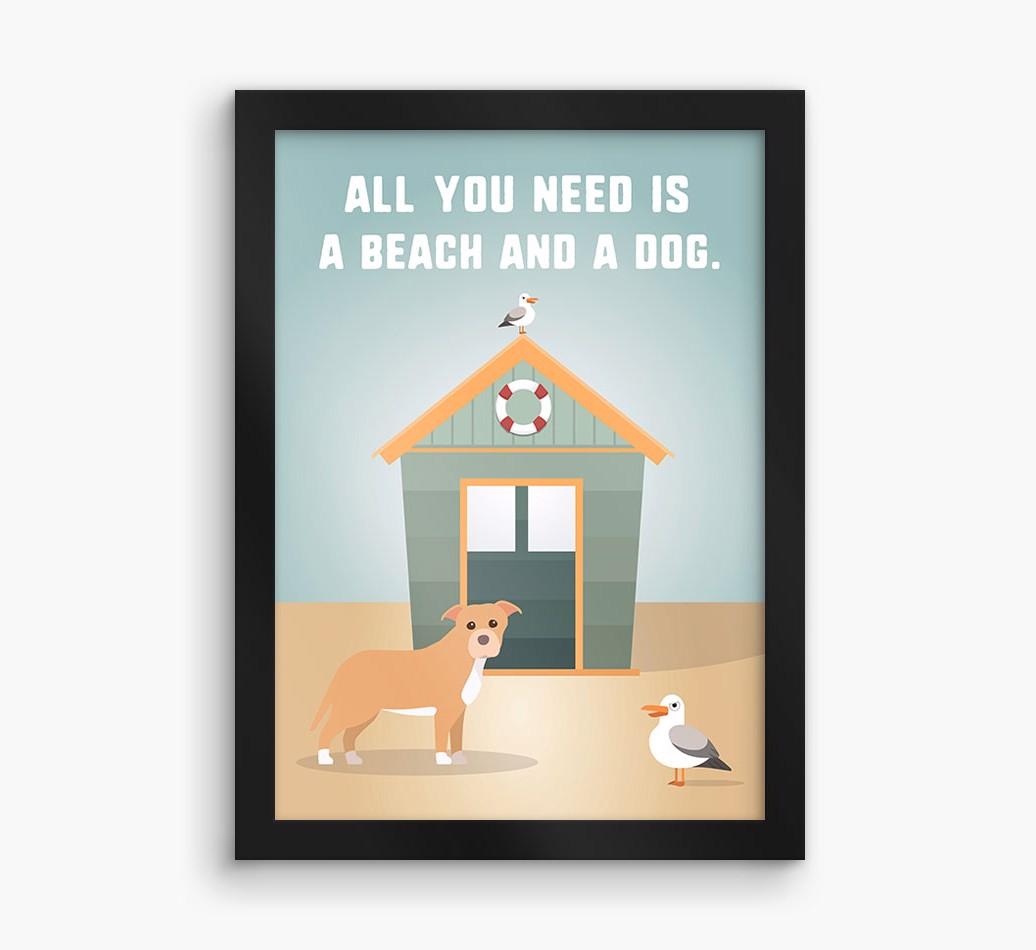 'Beach and a Dog' Print with {breedFullName} Icon