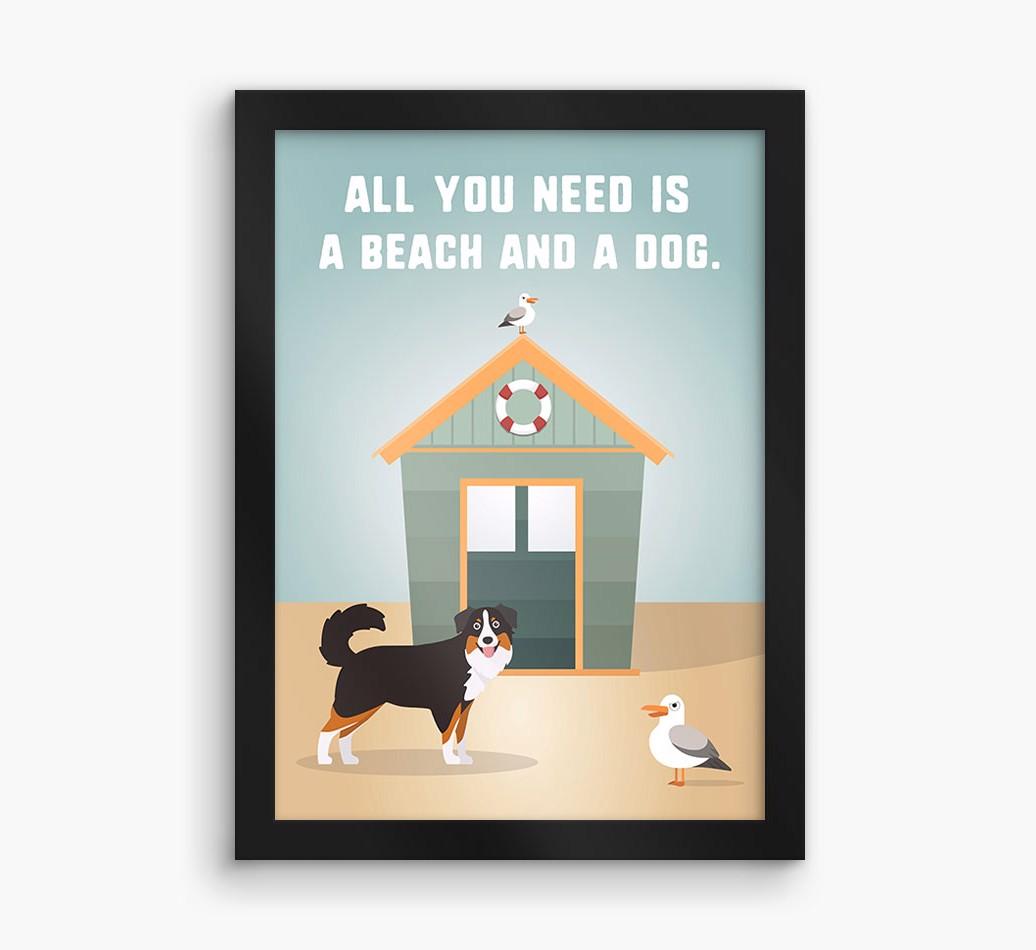 'Beach and a Dog' Print with {breedFullName} Icon