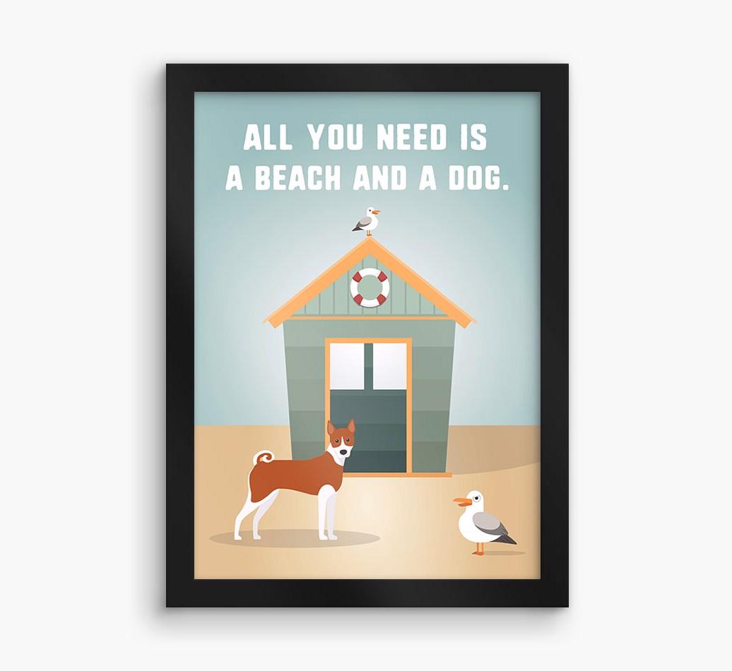 'Beach and a Dog' Print with {breedFullName} Icon