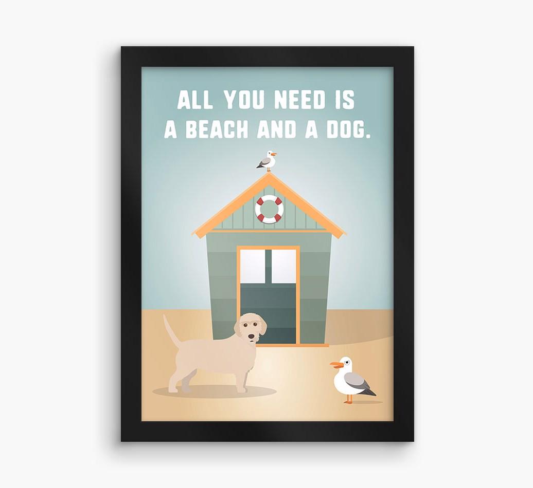 'Beach and a Dog' Print with {breedFullName} Icon
