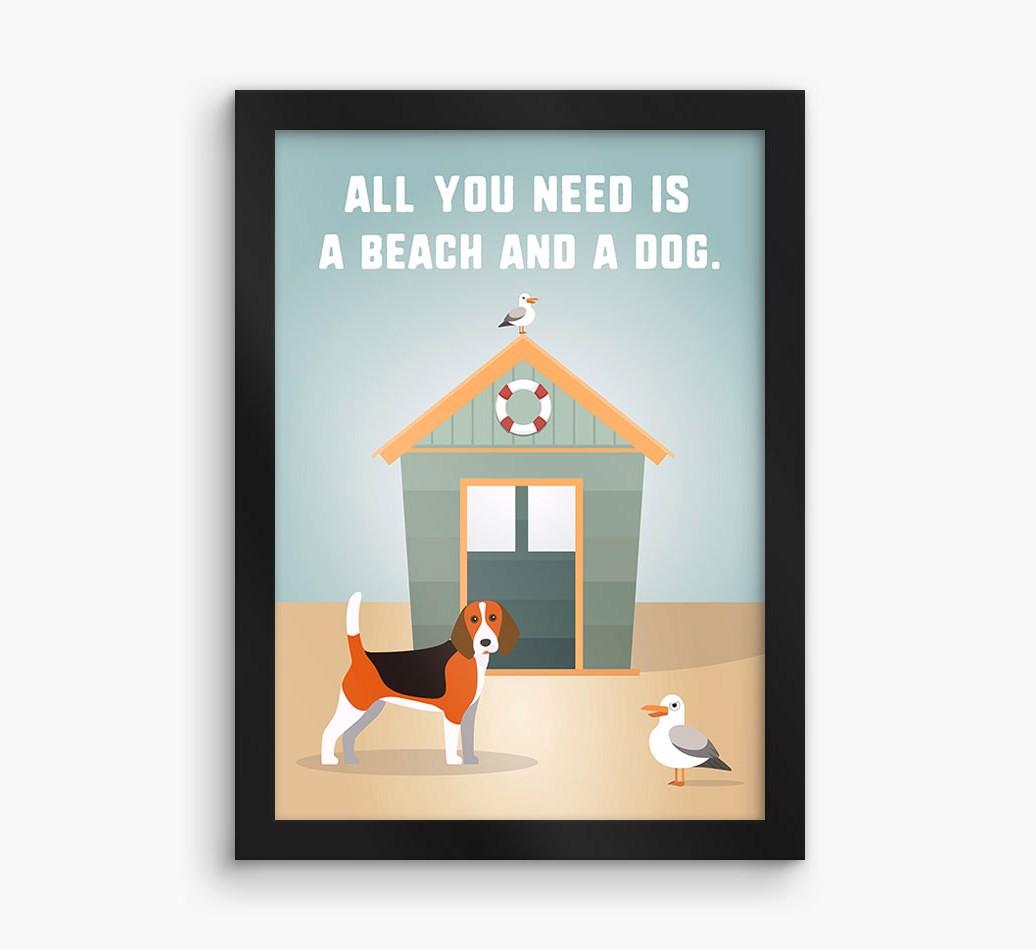 'Beach and a Dog' Print with {breedFullName} Icon
