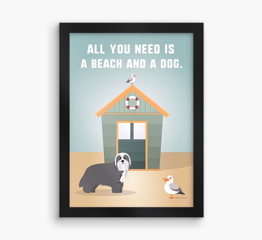 'Beach and a Dog' Print with {breedFullName} Icon