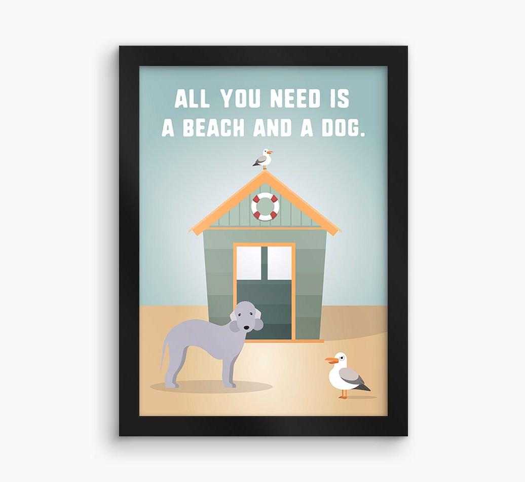 'Beach and a Dog' Print with {breedFullName} Icon