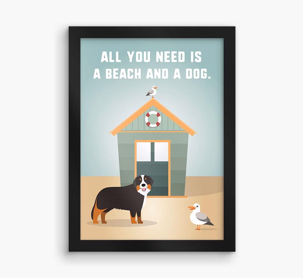 'Beach and a Dog' Print with {breedFullName} Icon