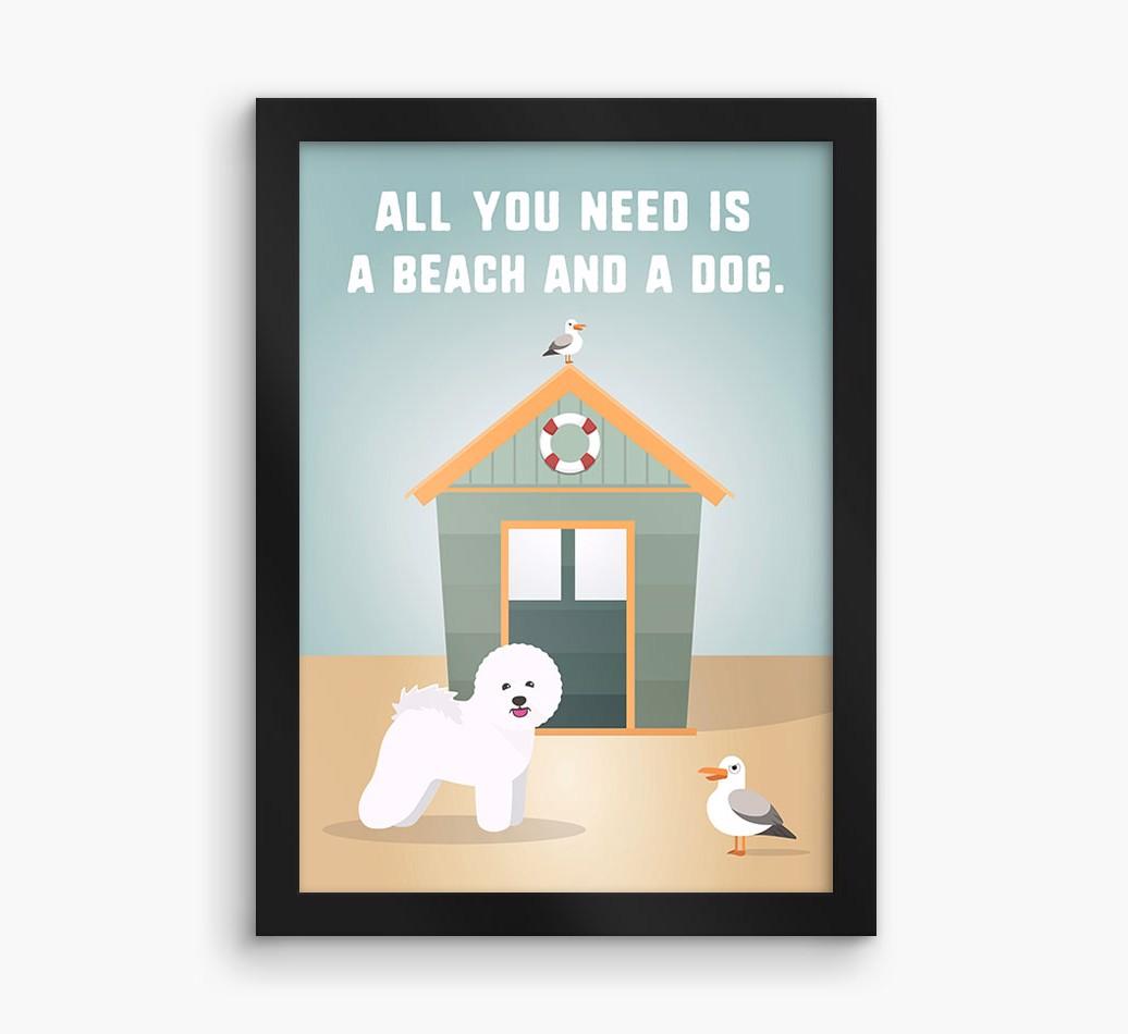 'Beach and a Dog' Print with {breedFullName} Icon