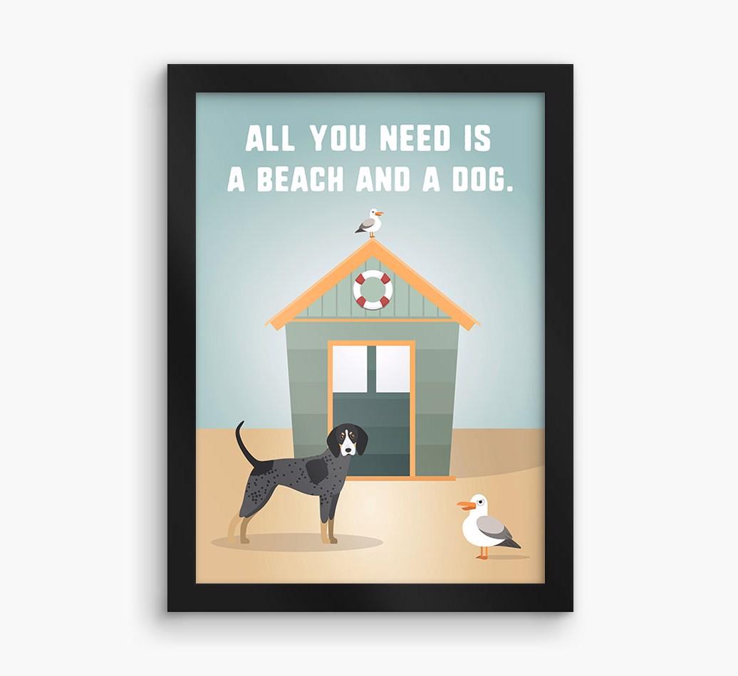 'Beach and a Dog' Print with {breedFullName} Icon