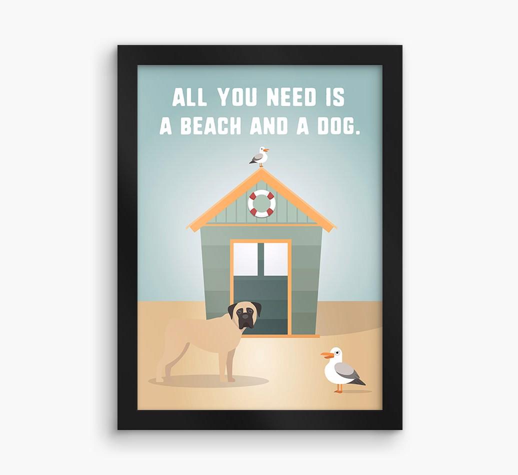 'Beach and a Dog' Print with {breedFullName} Icon